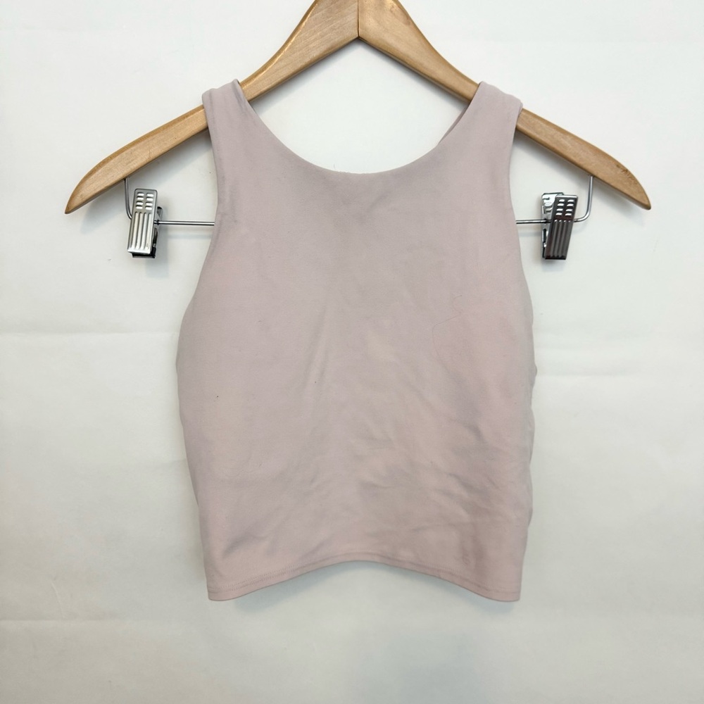 Athleta Crop Top Sports Bra blush pink racer back Small